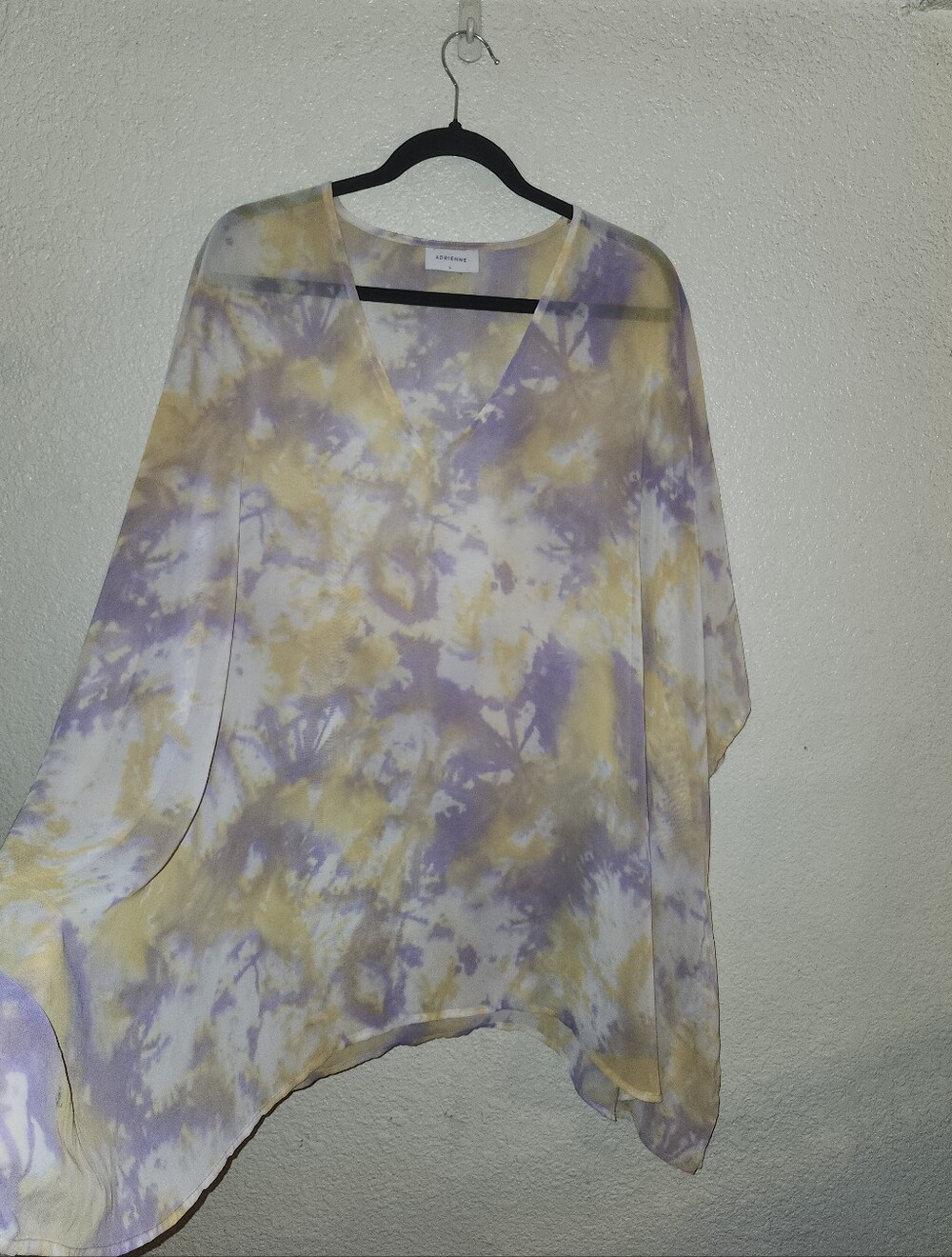 💜GUC Adrienne "Semi Sheer Tie Dye V-Neck Lightweight Top/Kimono/Cover Up" Large - Picture 7 of 12